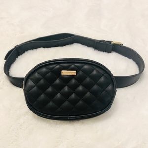 Steve Madden Black Quilted Belt Bag Purse Pouch